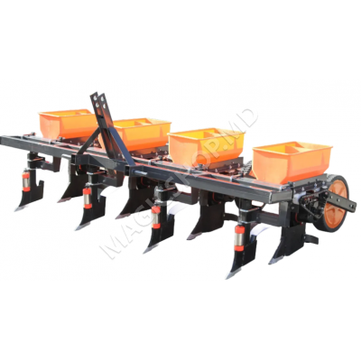 Semănătoare 4 rânduri pentru minitractor, cu distribuitor de îngrășăminte